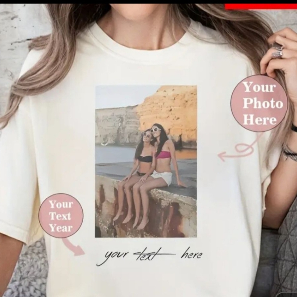 Customizable Cream T-Shirt with Photo Print